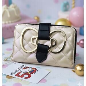 Loungefly Hello Kitty 50th Anniversary Quilted Iridescent Gold Wallet Zip NWT